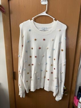 Cream Pom-Pom Crewneck Sweater - One Loved Babe